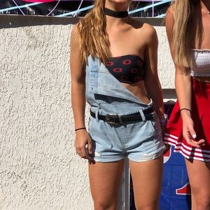 Pacsun Light Distressed Jean Short Overalls